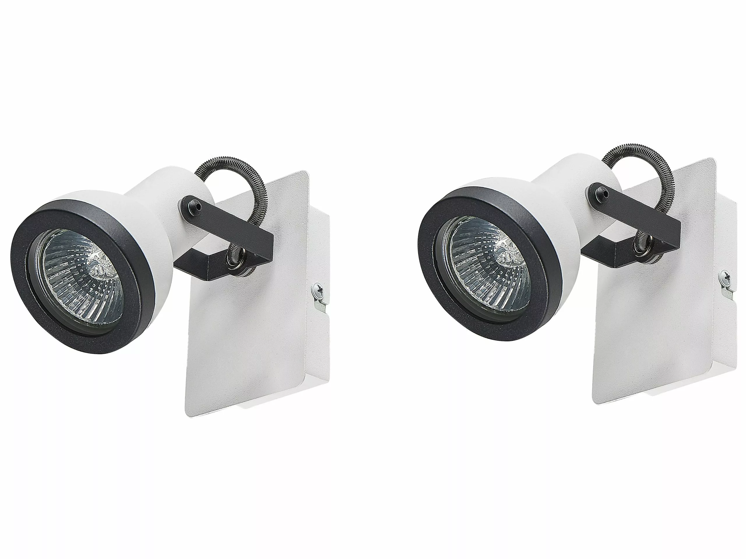 Beliani Conjunto De 2 Lámparas De Pared De Metal Blanco/negro BARO