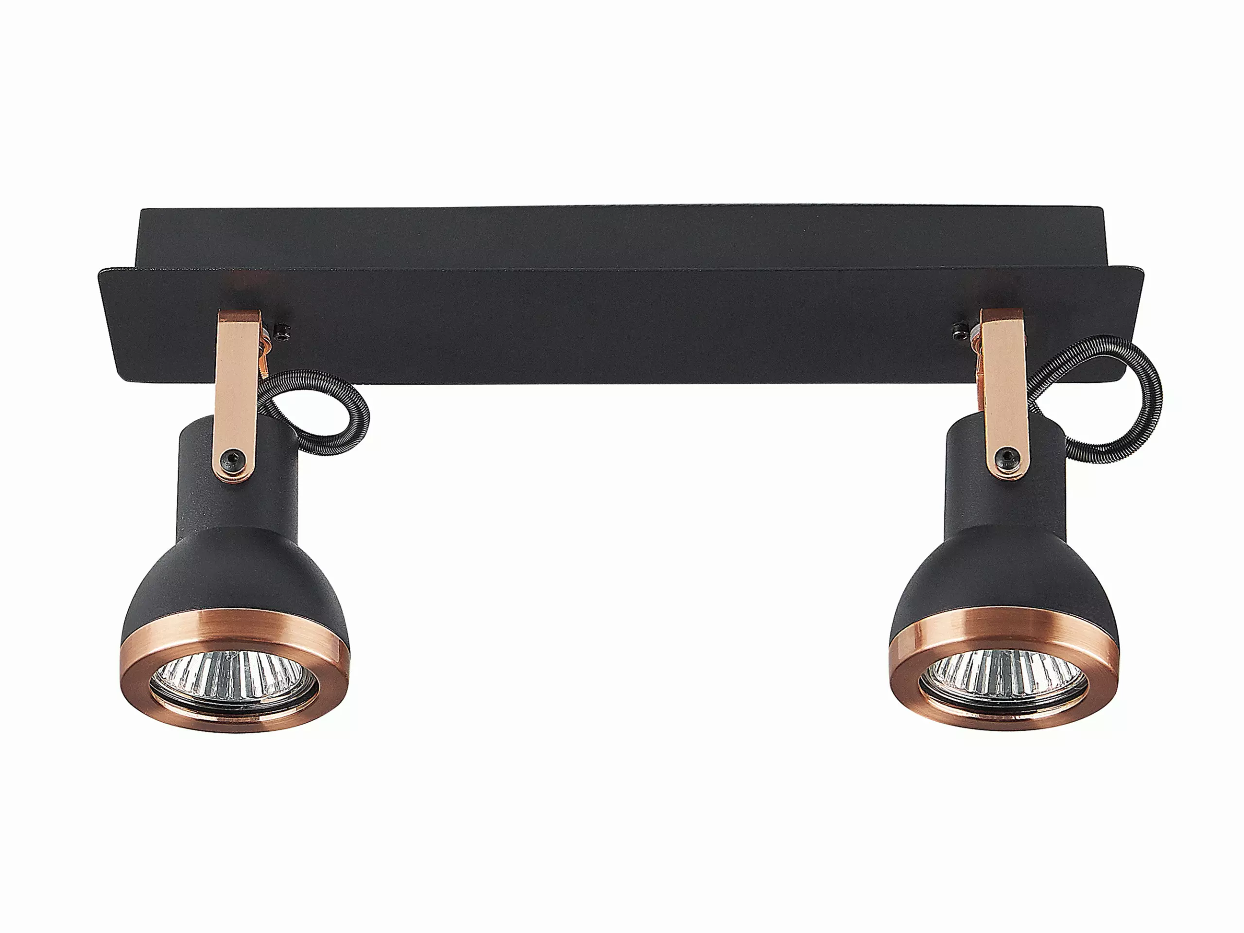 Beliani Conjunto De 2 Lámparas De Techo De Metal Negro/cobrizo BARO - Imagen 4