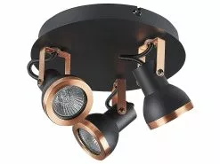 Beliani Conjunto De 3 Lámparas De Techo De Metal Negro/cobrizo ø 21 Cm BARO -Lámparas comercio undef src sa picid 828907 type whitesh image