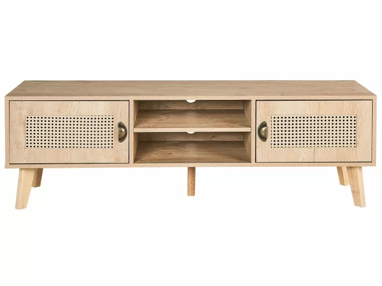 Beliani Mueble TV Madera Clara/beige 140 X 39 Cm PARTON 4 Beliani Mueble TV Madera Clara/beige 140 X 39 Cm PARTON - Imagen 4