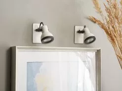 Beliani Conjunto De 2 Lámparas De Pared De Metal Blanco/negro BARO -Lámparas comercio undef src sa picid 829628 type whitesh image 1