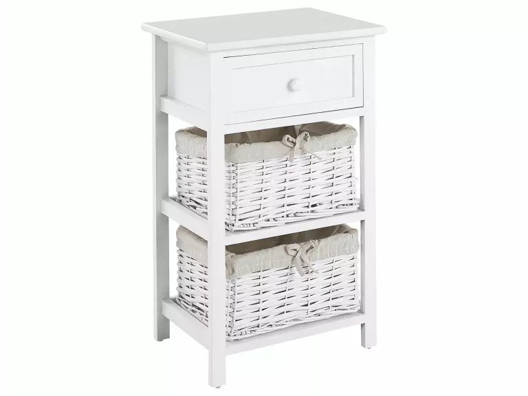 Beliani Mesa De Noche Blanco/beige 39 X 30 Cm FLOWELLA 3 Beliani Mesa De Noche Blanco/beige 39 X 30 Cm FLOWELLA - Imagen 3