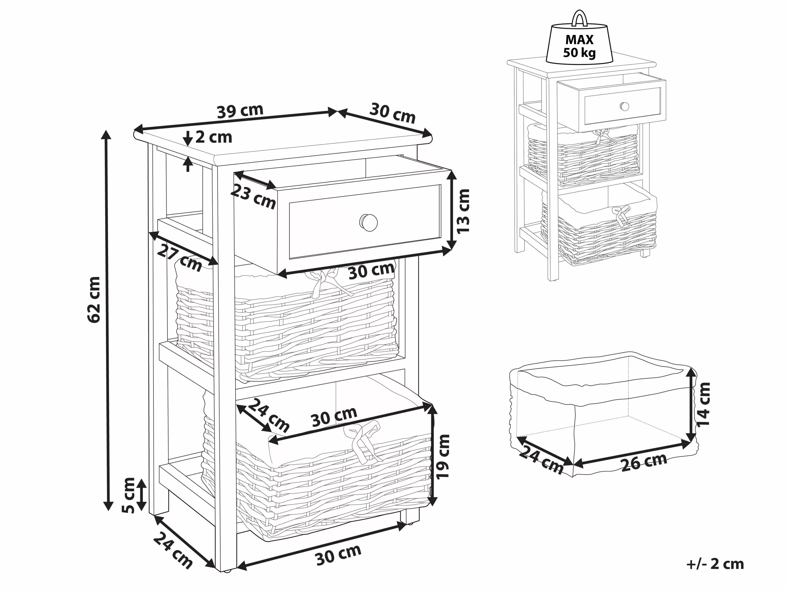 Beliani Mesa De Noche Blanco/beige 39 X 30 Cm FLOWELLA 9 Beliani Mesa De Noche Blanco/beige 39 X 30 Cm FLOWELLA - Imagen 9