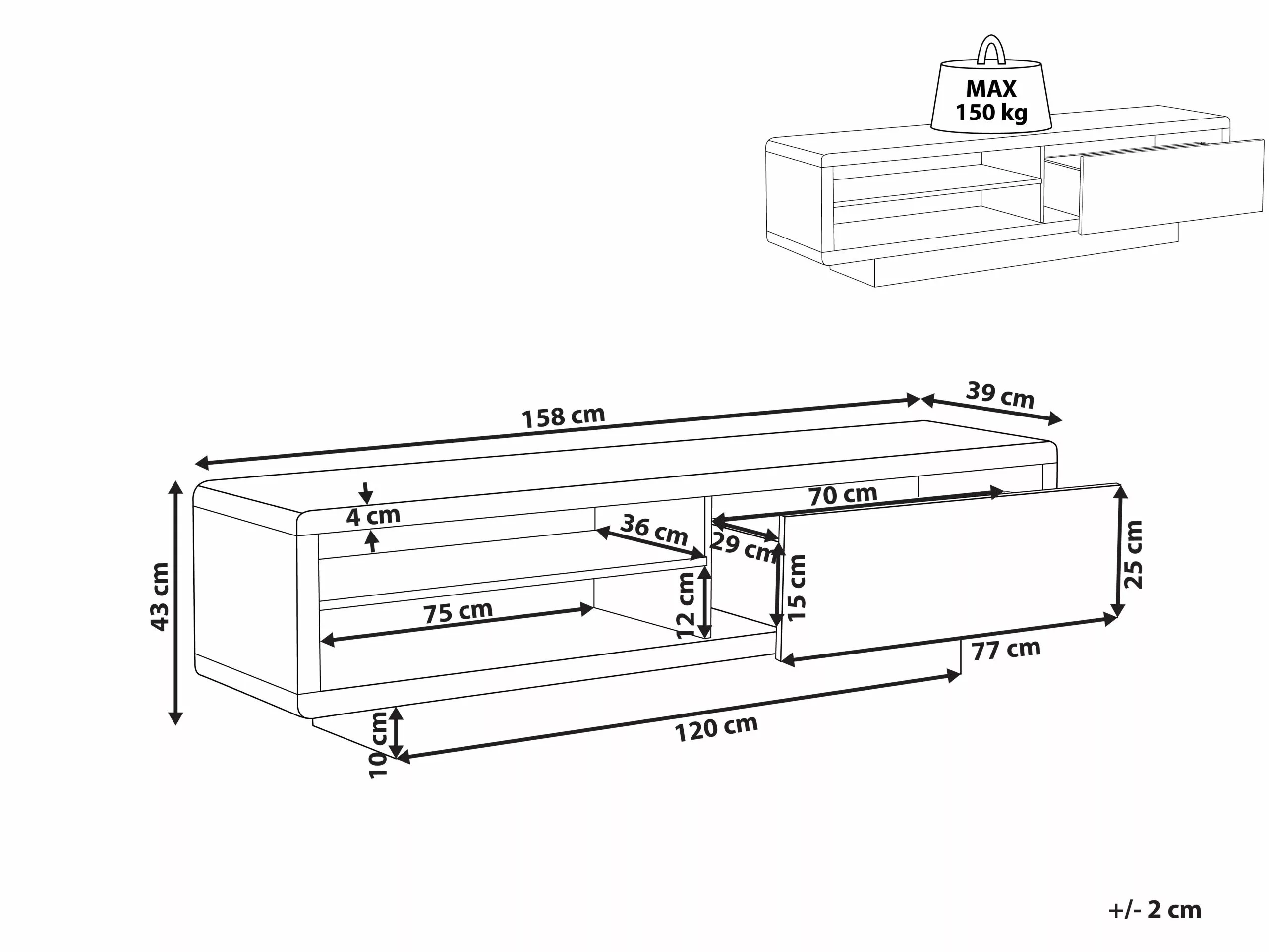 Beliani Mueble TV Blanco 158 X 39 Cm ANTONIC - Imagen 8
