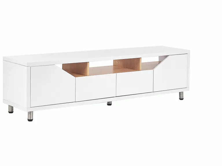 Beliani Mueble TV Blanco/madera Clara 160 X 40 Cm CINCI - Imagen 3