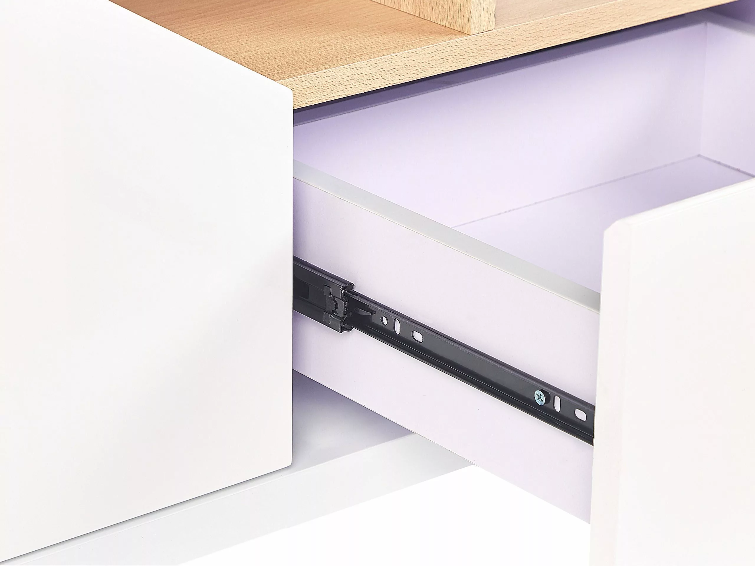 Beliani Mueble TV Blanco/madera Clara 160 X 40 Cm CINCI - Imagen 8