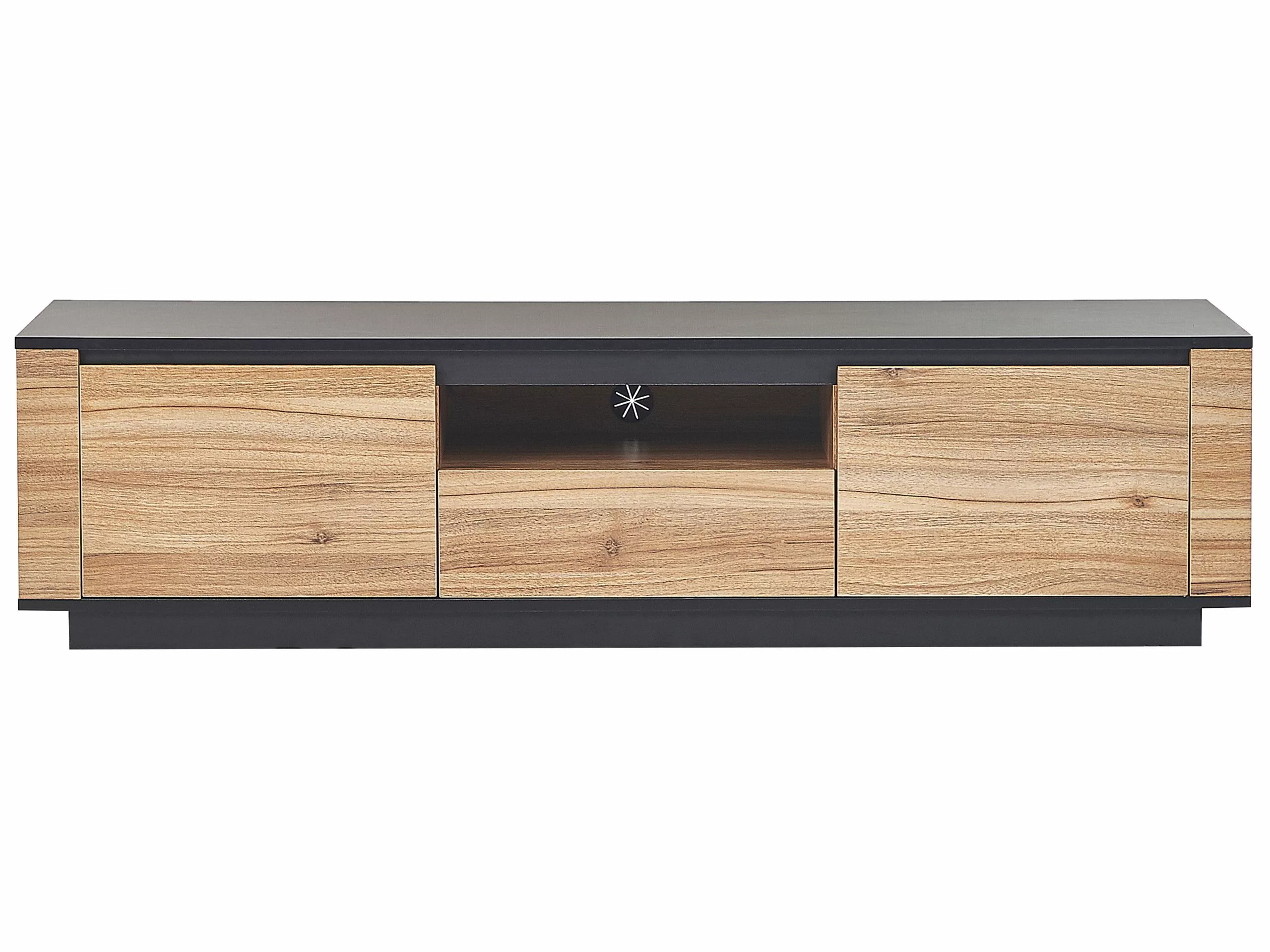 Beliani Mueble TV Madera Clara/negro 152 X 40 Cm BILLINGS 4 Beliani Mueble TV Madera Clara/negro 152 X 40 Cm BILLINGS - Imagen 4