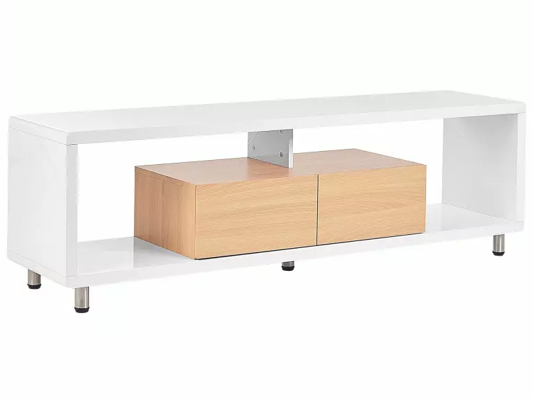 Beliani Mueble TV Blanco/madera Clara 159 X 39 Cm KNOX - Imagen 3