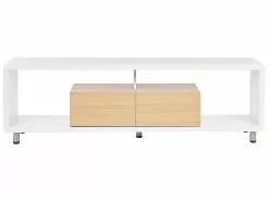 Beliani Mueble TV Blanco/madera Clara 159 X 39 Cm KNOX -Lámparas comercio undef src sa picid 832857 type whitesh image