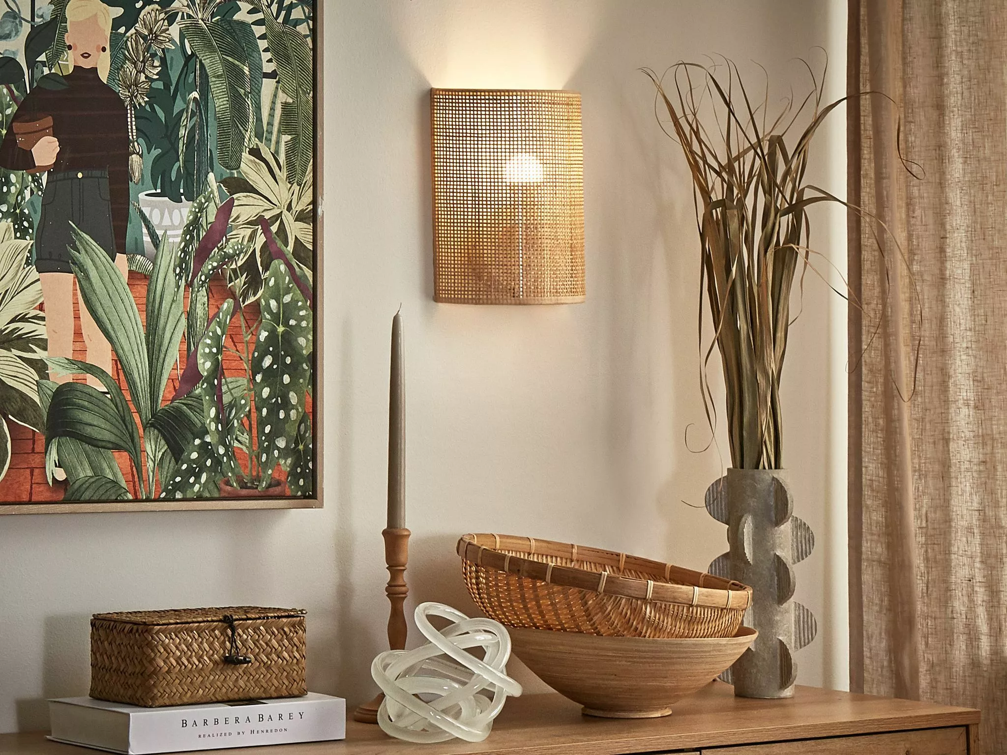 Beliani Lámpara De Pared De Ratán Natural DEMITRIE - Imagen 2