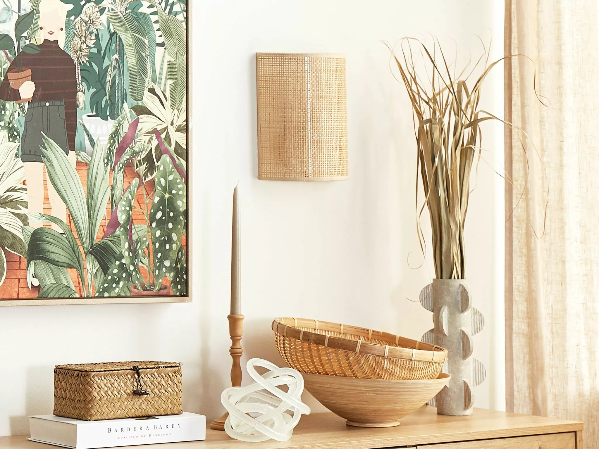 Beliani Lámpara De Pared De Ratán Natural DEMITRIE - Imagen 3