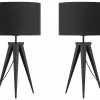 Beliani Conjunto De 2 Lámparas De Mesa De Metal Negro 55 Cm STILETTO