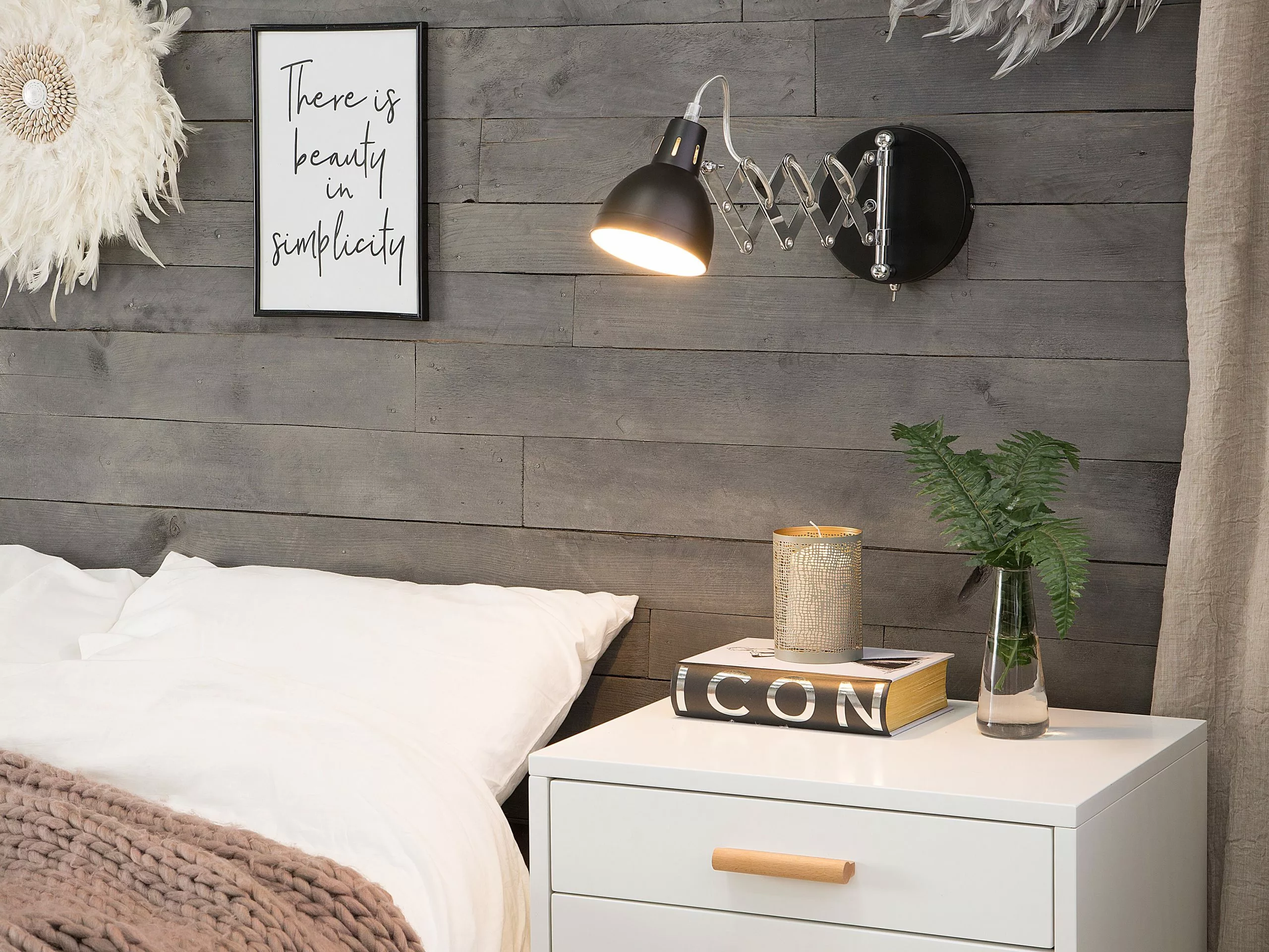 Beliani Conjunto De 2 Lámparas De Pared De Metal Negro/plateado HARRINGTON - Imagen 2