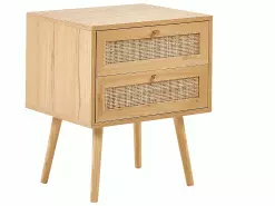 Beliani Mesa De Noche De Ratán Madera Clara/dorado 48 X 40 Cm PEROTE -Lámparas comercio undef src sa picid 841273 type whitesh image