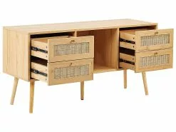 Beliani Mueble TV De Ratán Madera Clara/dorado 120 X 40 Cm PEROTE 14 Beliani Mueble TV De Ratán Madera Clara/dorado 120 X 40 Cm PEROTE -Lámparas comercio undef src sa picid 841340 type whitesh image