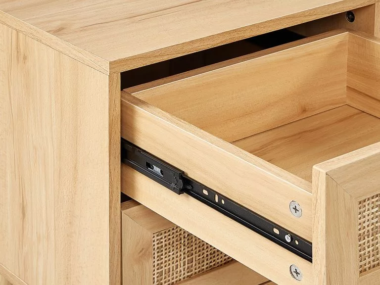 Beliani Mueble TV De Ratán Madera Clara/dorado 120 X 40 Cm PEROTE 8 Beliani Mueble TV De Ratán Madera Clara/dorado 120 X 40 Cm PEROTE - Imagen 8