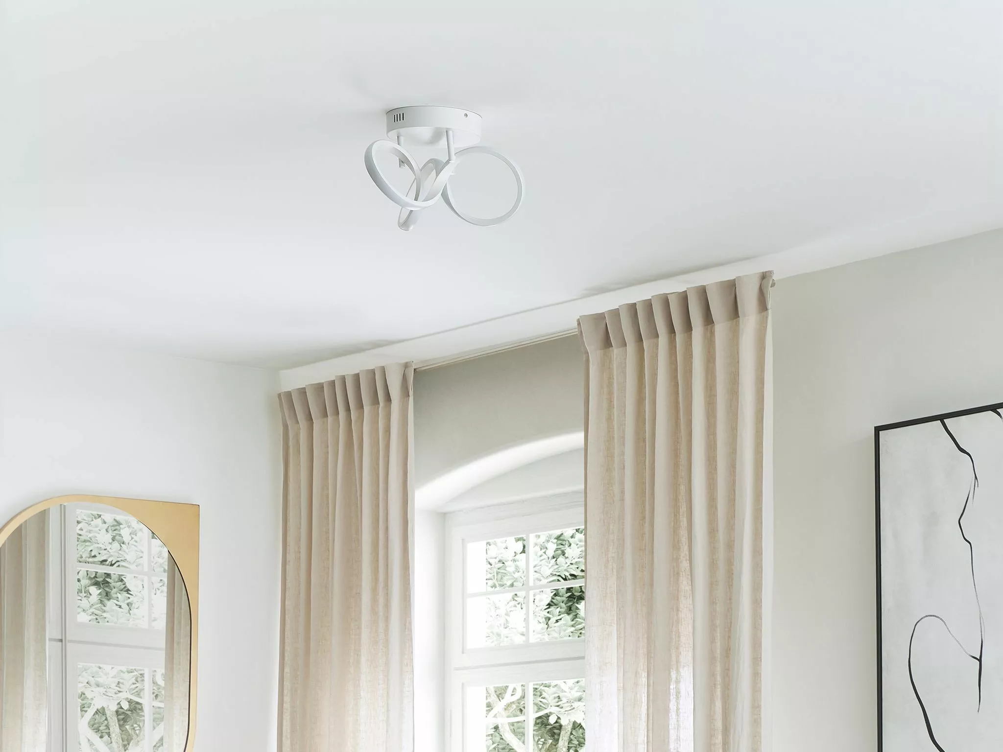 Beliani Lámpara De Techo LED De Metal Blanco MONGO - Imagen 5