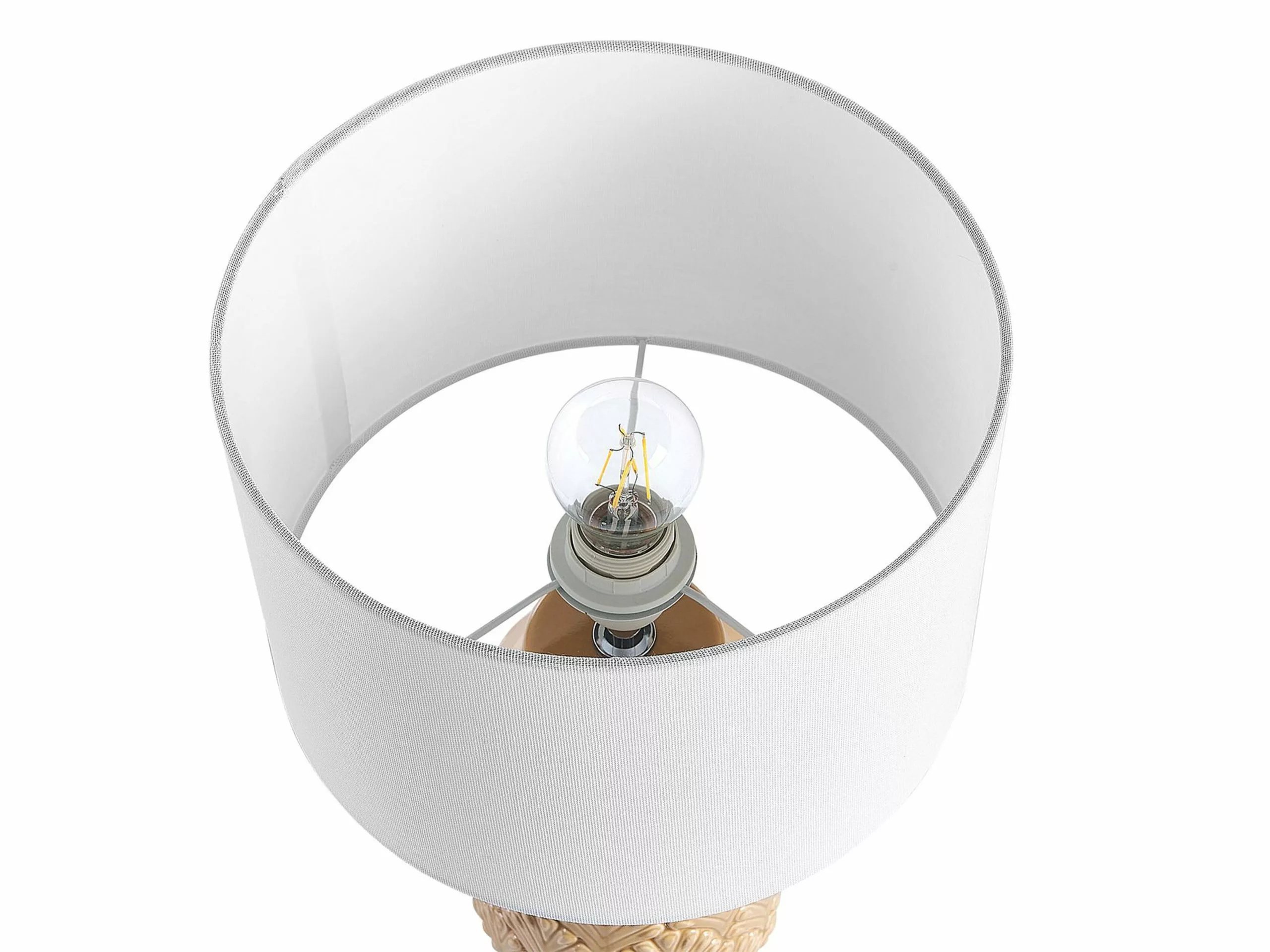 Beliani Lámpara De Mesa De Cerámica/lino Naranja/blanco 43 Cm BALAO - Imagen 4