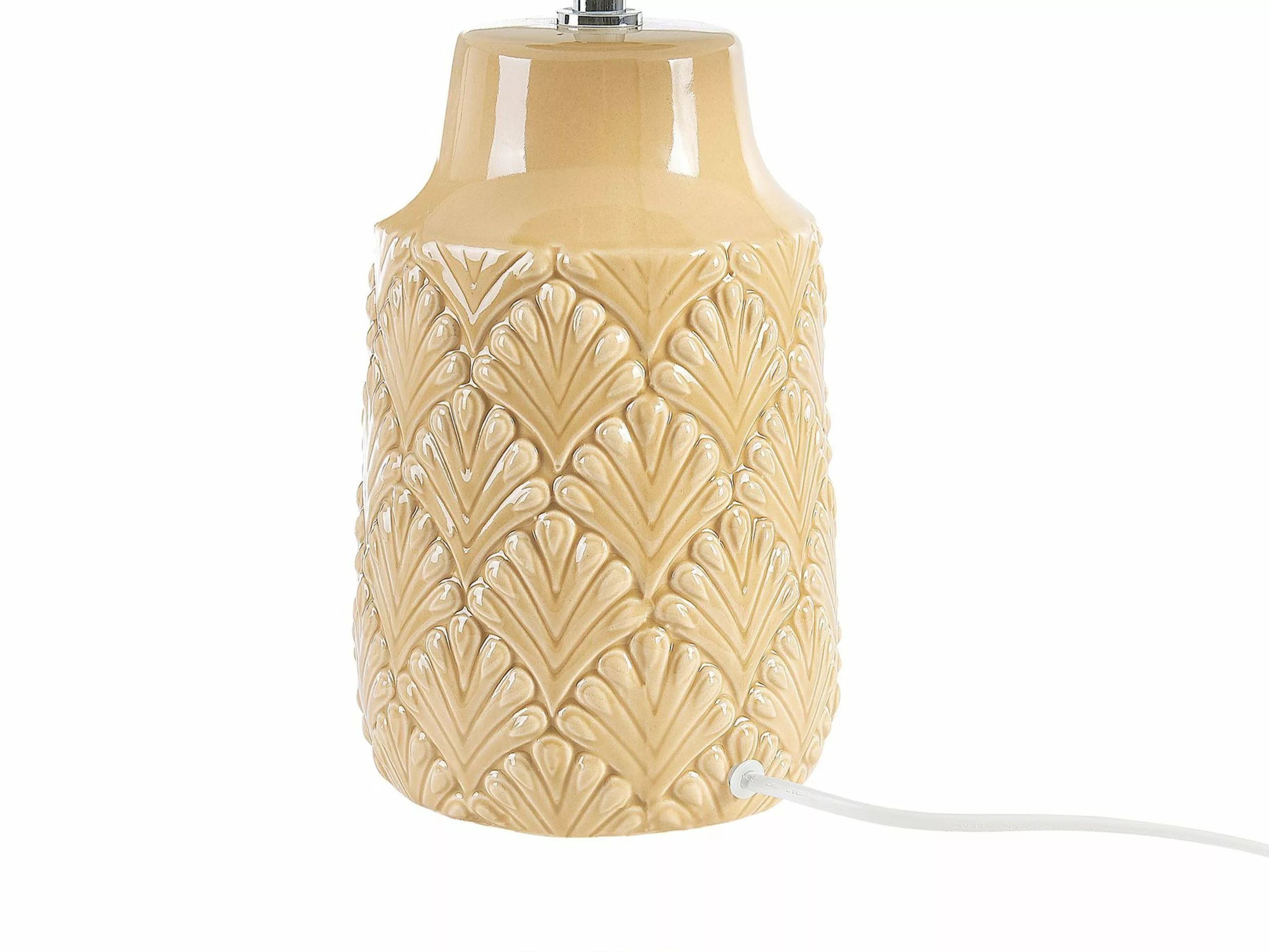 Beliani Lámpara De Mesa De Cerámica/lino Naranja/blanco 43 Cm BALAO - Imagen 6