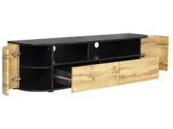 Beliani Mueble TV Madera Clara/negro 160 X 40 Cm JEROME -Lámparas comercio undef src sa picid 843704 type whitesh image