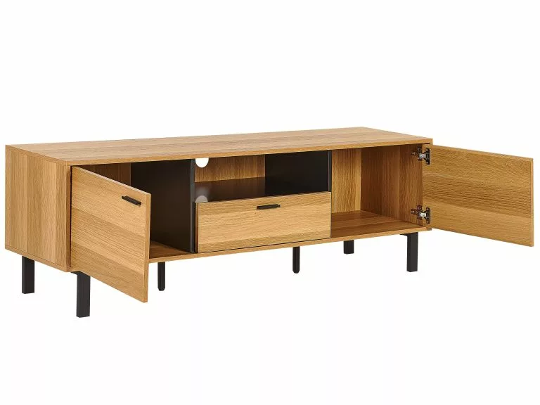 Beliani Mueble TV Madera Clara/negro 160 X 40 Cm CLAREMONT - Imagen 4