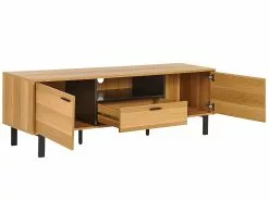 Beliani Mueble TV Madera Clara/negro 160 X 40 Cm CLAREMONT -Lámparas comercio undef src sa picid 843774 type whitesh image