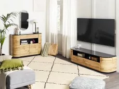Beliani Mueble TV Madera Clara/negro 160 X 40 Cm JEROME -Lámparas comercio undef src sa picid 843867 type whitesh image