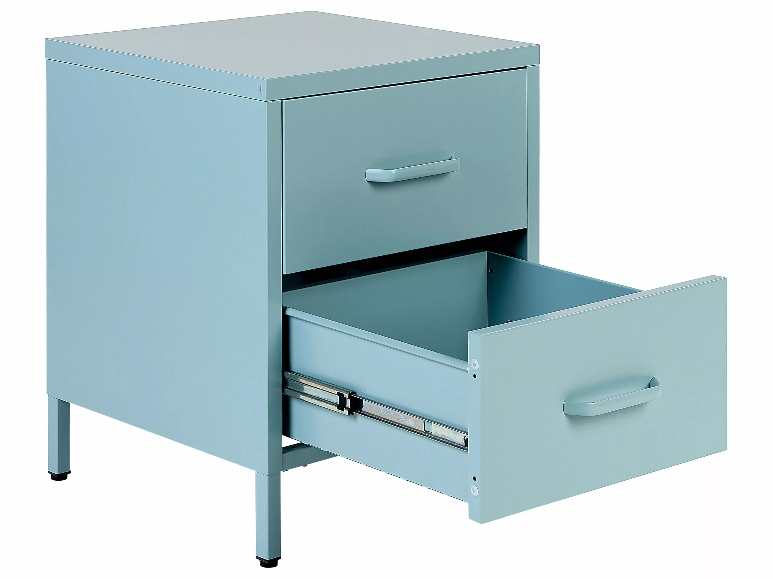 Beliani Mesa De Noche De Metal Azul Claro 43 X 40 Cm MALAVI 4 Beliani Mesa De Noche De Metal Azul Claro 43 X 40 Cm MALAVI - Imagen 4