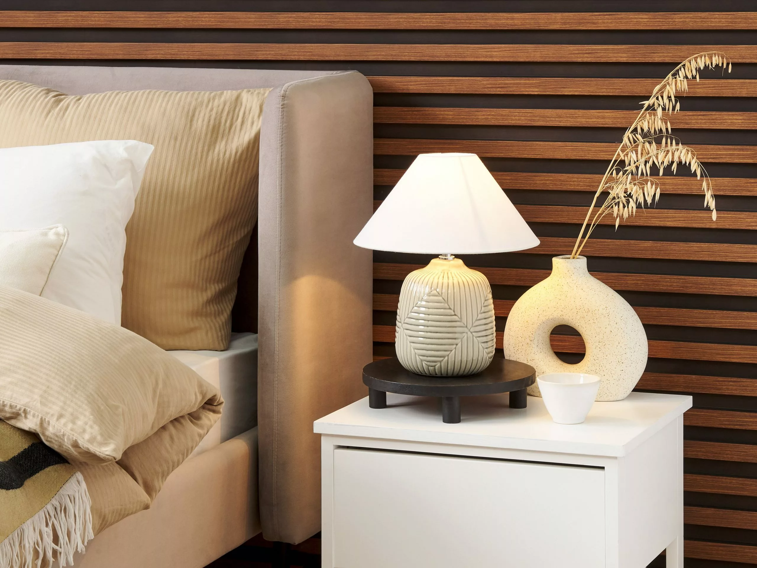 Beliani Lámpara De Mesa De Cerámica Gris/blanco 37 Cm CANELLES 2 Beliani Lámpara De Mesa De Cerámica Gris/blanco 37 Cm CANELLES - Imagen 2