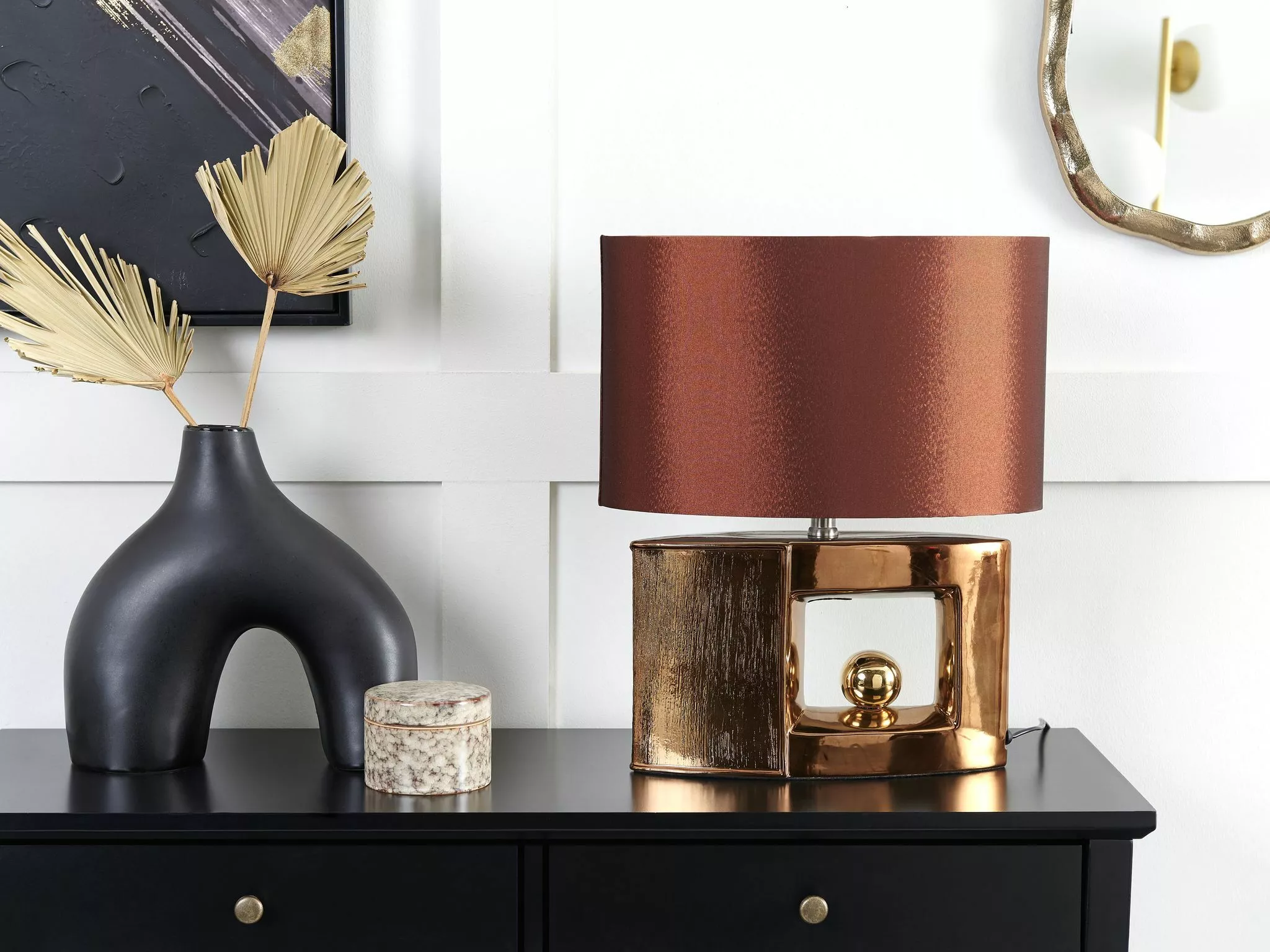 Beliani Lámpara De Mesa Marrón DUERO - Imagen 3