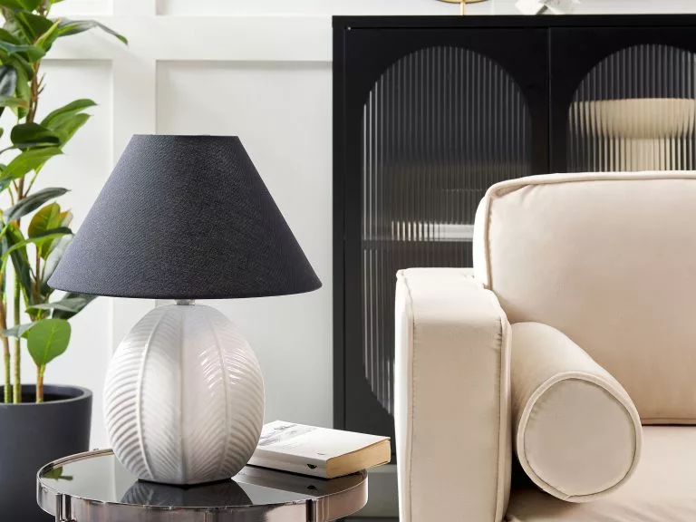 Beliani Lámpara De Mesa De Cerámica Beige Crema/negro 42 Cm CADENA 3 Beliani Lámpara De Mesa De Cerámica Beige Crema/negro 42 Cm CADENA - Imagen 3