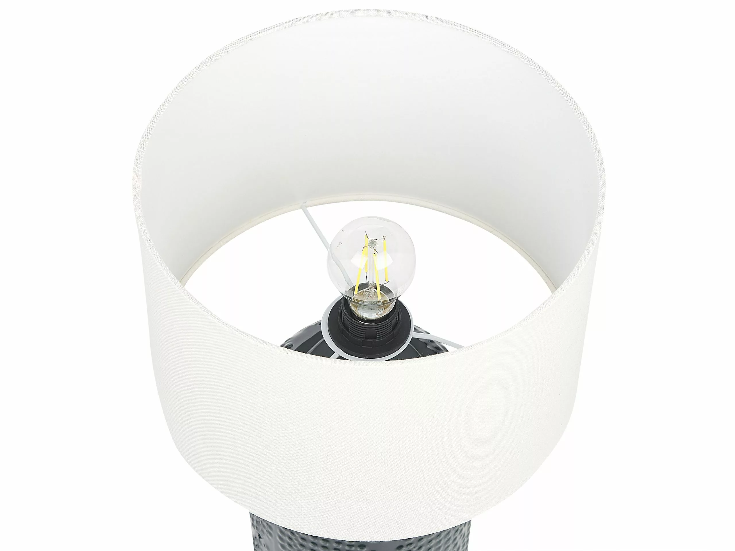 Beliani Lámpara De Mesa De Cerámica Azul Oscuro/blanco Crema 49 Cm MUSSEL - Imagen 6