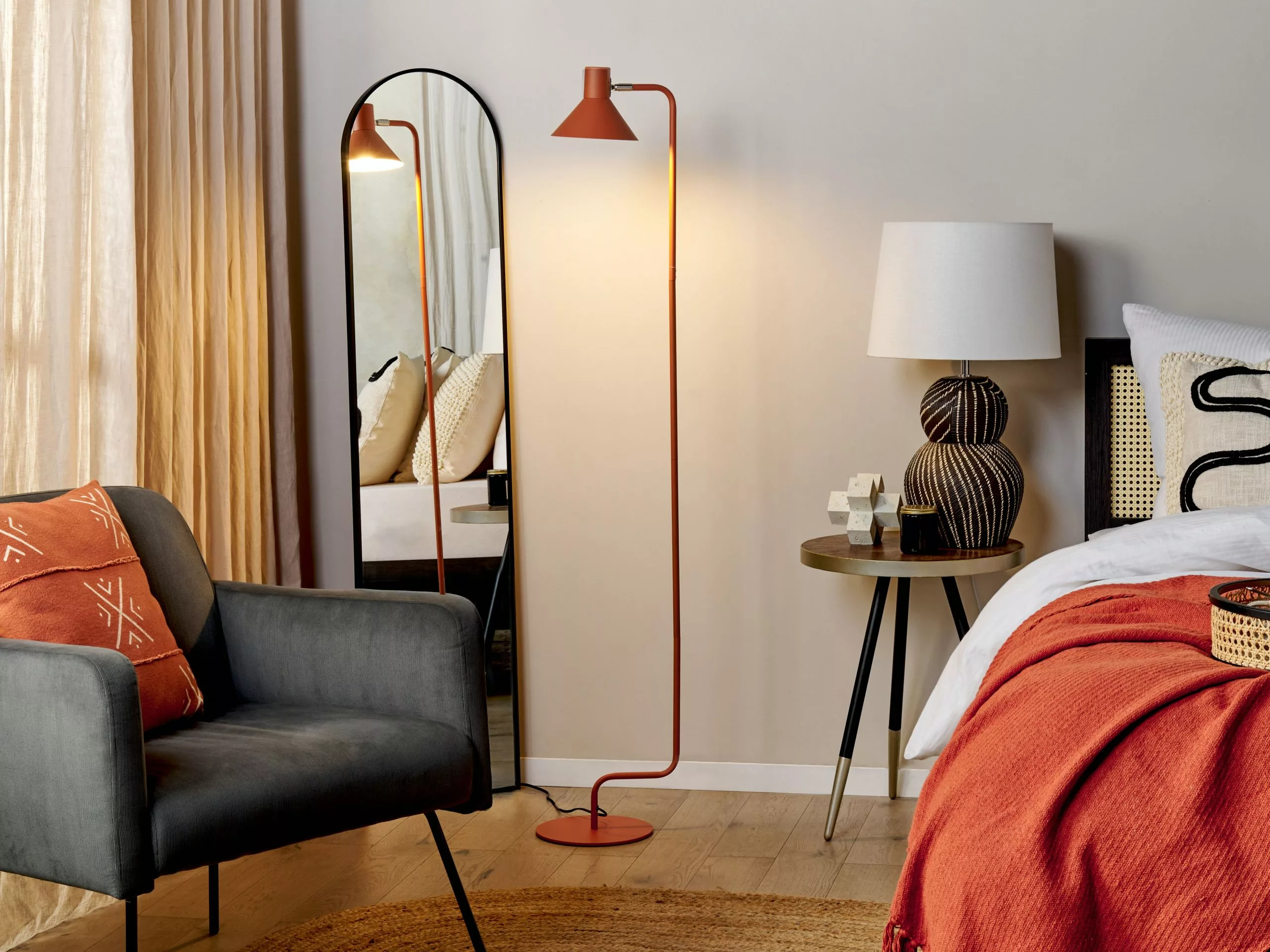 Beliani Lámpara De Pie De Metal Naranja 154 Cm RIMAVA 2 Beliani Lámpara De Pie De Metal Naranja 154 Cm RIMAVA - Imagen 2