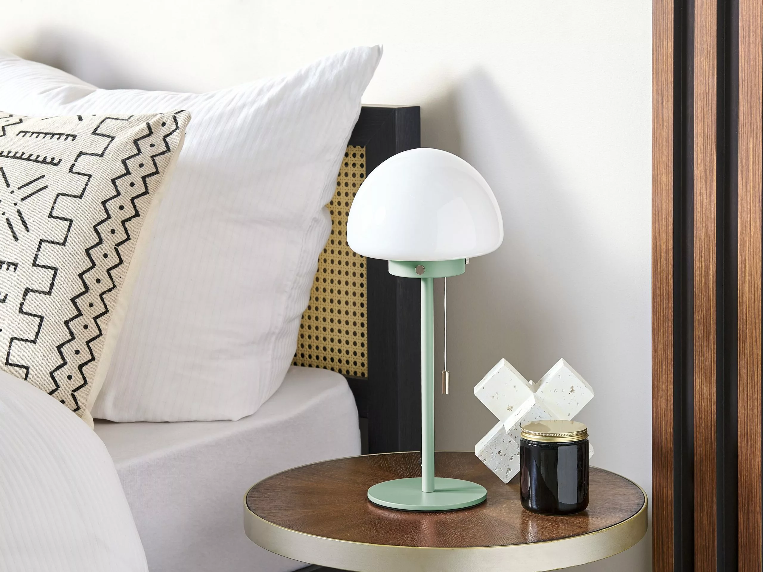 Beliani Lámpara De Mesa De Vidrio Verde/blanco 39 Cm MORUGA - Imagen 4