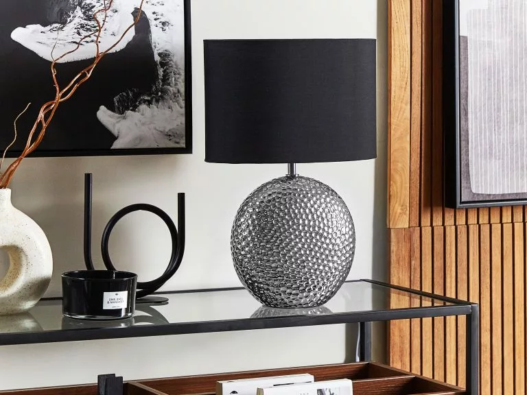 Beliani Lámpara De Mesa De Cerámica Negro/plateado 51 Cm NASVA 4 Beliani Lámpara De Mesa De Cerámica Negro/plateado 51 Cm NASVA - Imagen 4